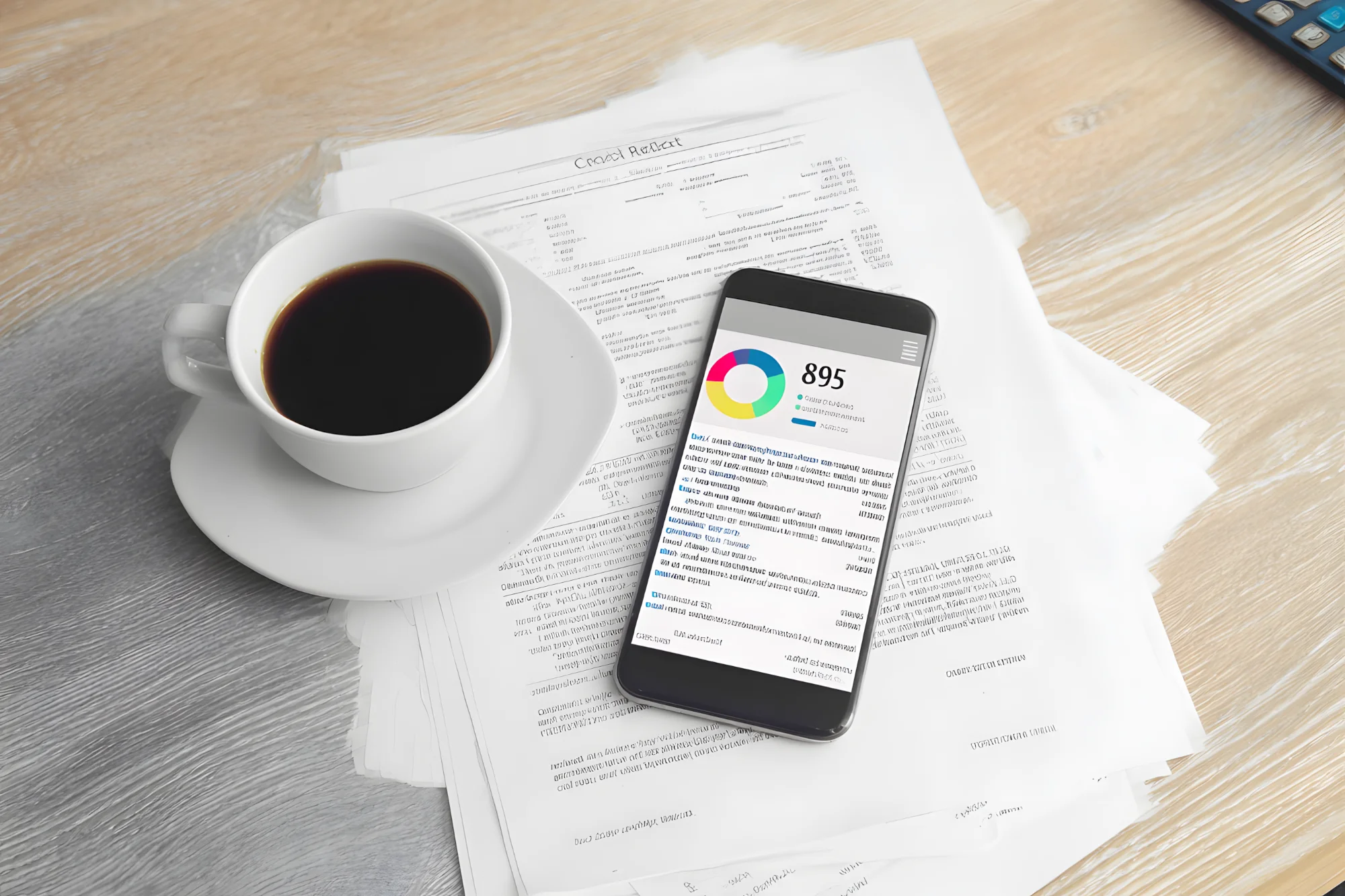 Person reviewing credit report for errors and inaccuracies